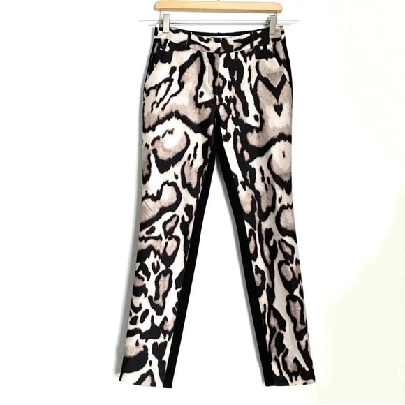 Diane Von Furstenberg Pants - DIANE von FURSTENBERG Size 6 Leopard Print Wool Silk Mary Mikado Dress Pants